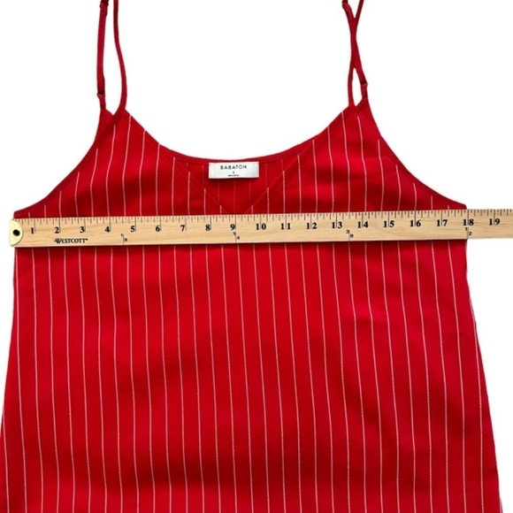 Babaton Aritzia Women's S Red Pinstriped V-Neck Sleeveless Tank Top Blouse Y2K - Picture 6 of 13